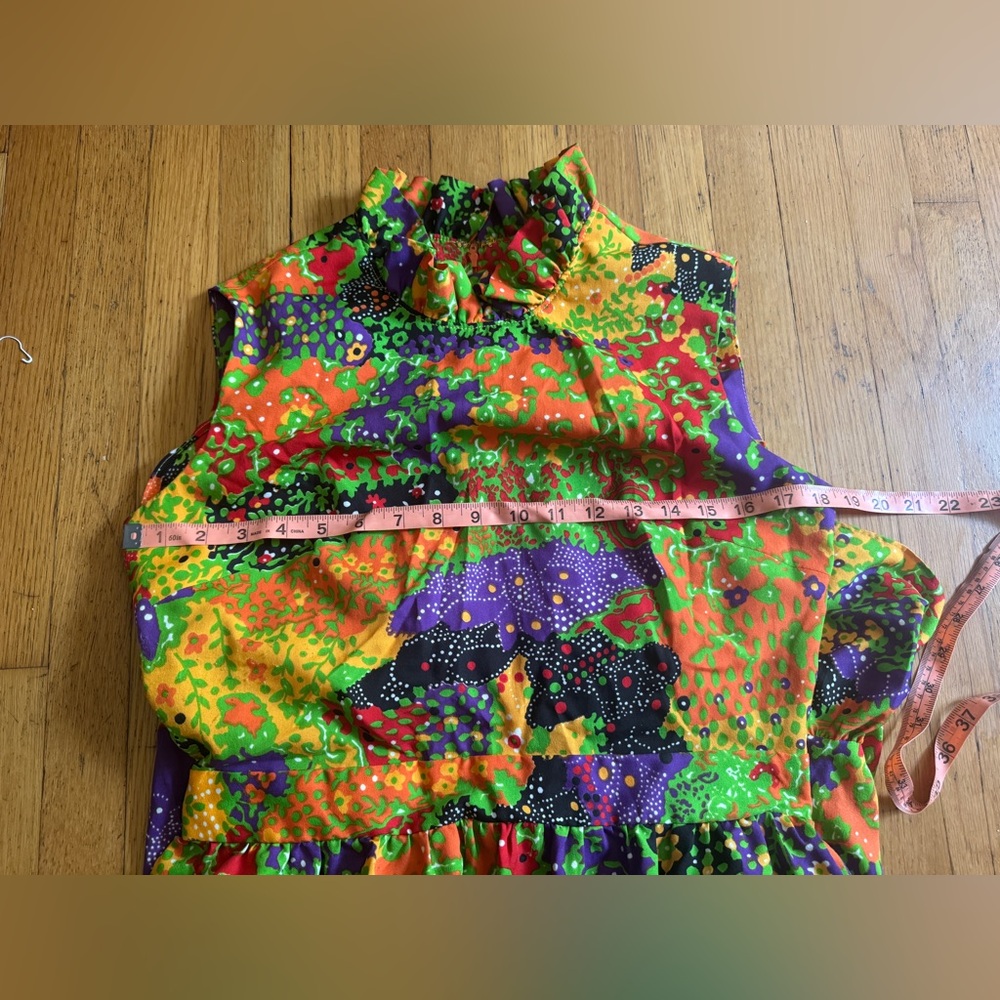 70s Vintage Funky Bright Patchwork Maxi Dress Prairie Style - Picture 8 of 8